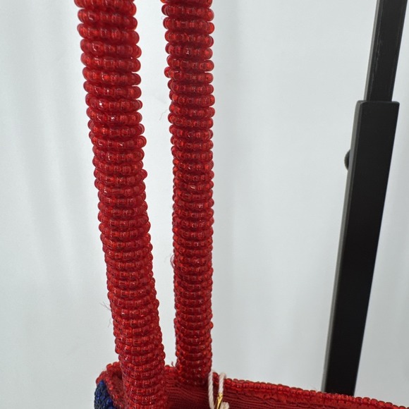 Sea Glass Collection New York Hong Kong Hand Beaded American Flag Fringe Bag NEW - Picture 3 of 13